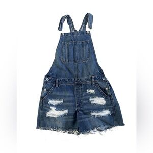 American Eagle Tomgirl Shortall Denim Shorts Overalls Womens Medium